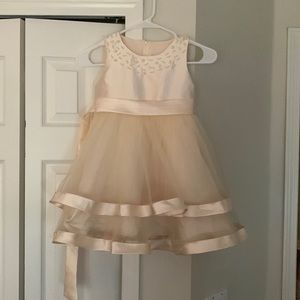 Cream beaded formal dress with tulle